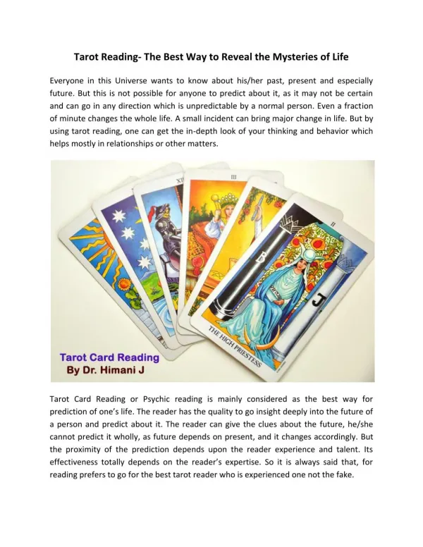 Best Tarot Card Reader in Jaipur, India | Tarot Prediction