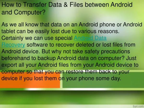 How to Transfer Data & Files between Android and Computer?