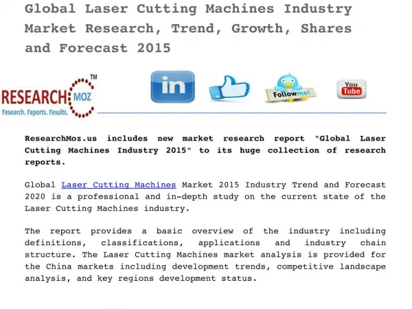 Global Laser Cutting Machines Industry 2015 Market Research Report