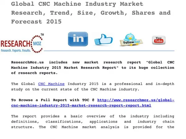 Global CNC Machine Industry 2015 Market Research Report