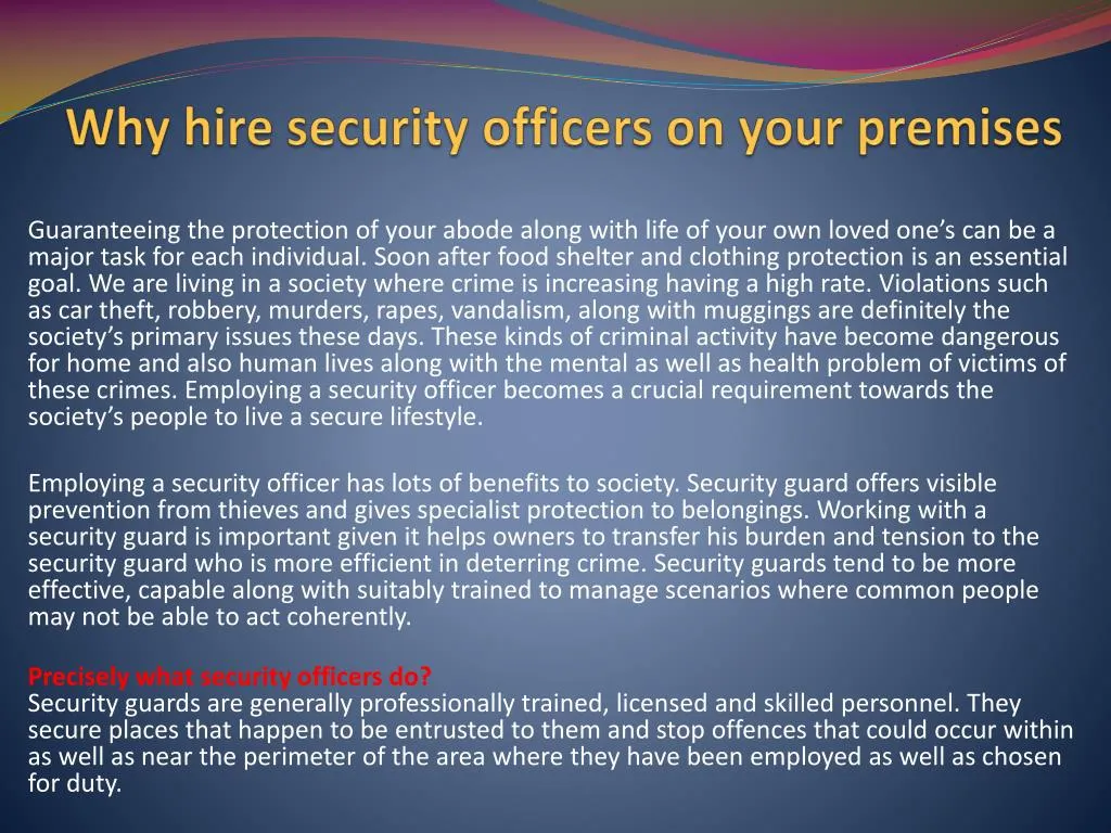 why hire security officers on your premises