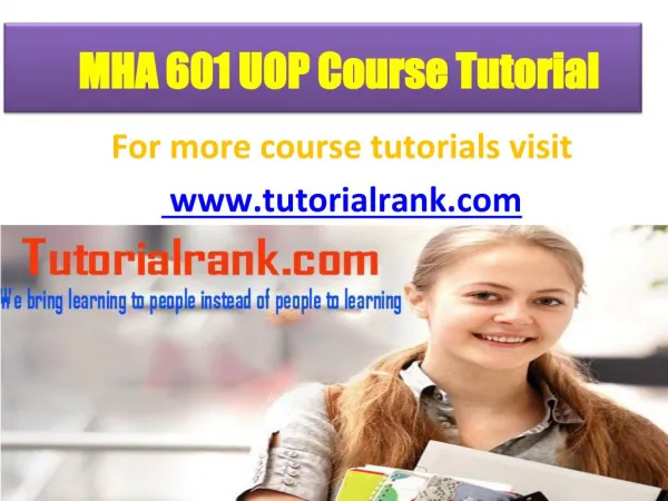 MHA 601 UOP Course Tutorial/TutorialRank