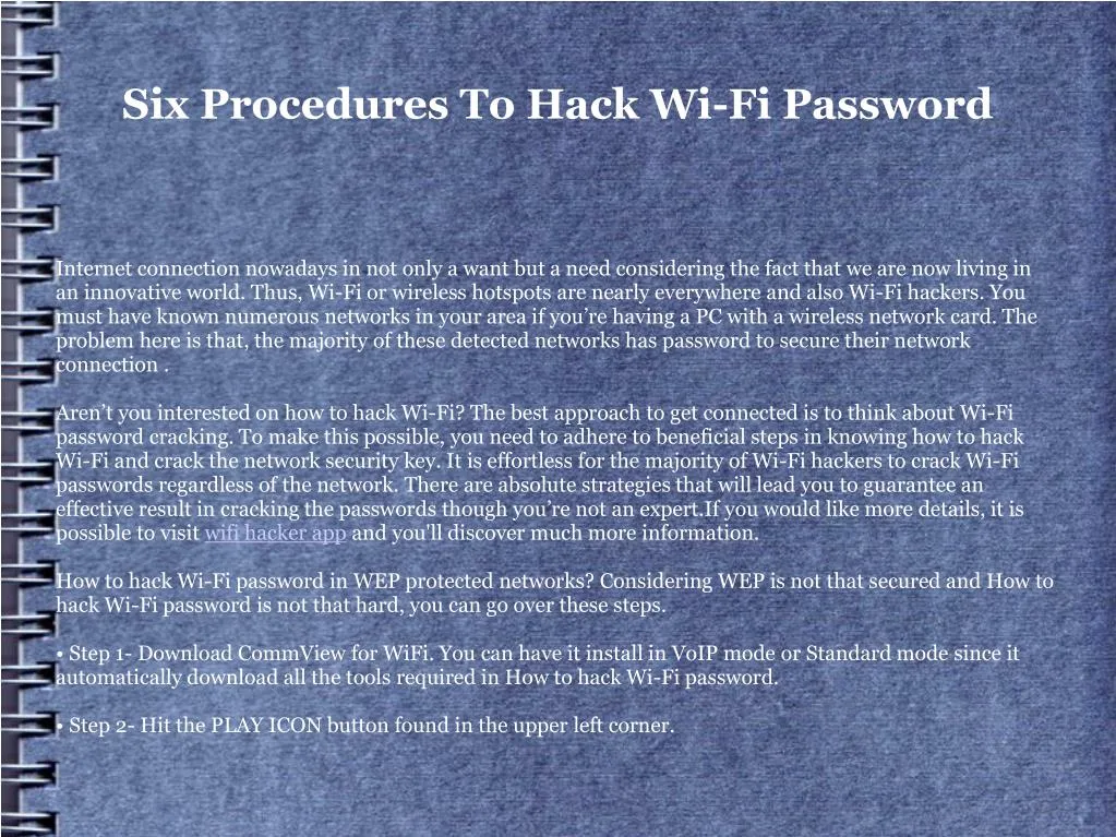 six procedures to hack wi fi password