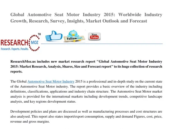 Global Automotive Seat Motor Industry 2015 Market Research Report