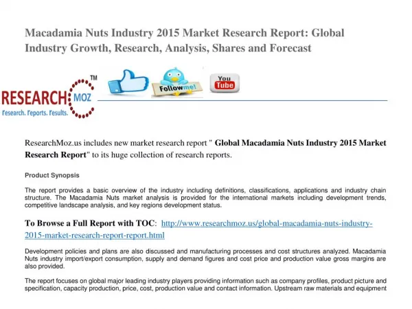 Global Macadamia Nuts Industry 2015 Market Research Report