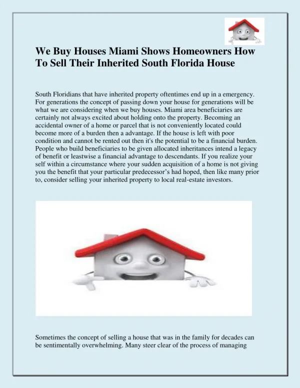 We Buy Houses in Miami