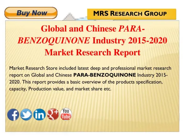 Global and Chinese Para-Benzoquinone (CAS 78919-13-8) Industry 2015: Market Analysis, Share, Analysis, Overview, Growth,