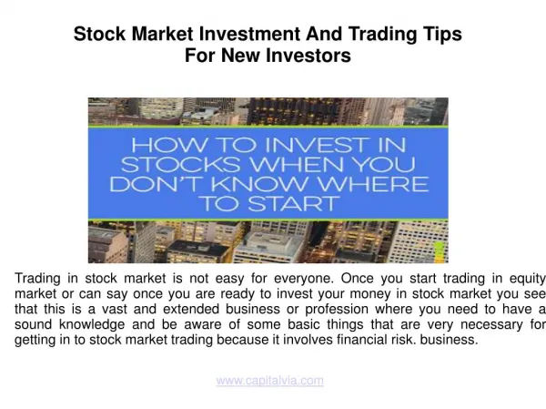 Stock Market Investment And Trading Tips For New Investors