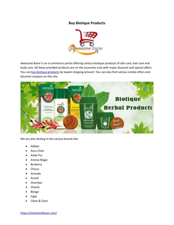 Buy Biotique Products Online from Awesome Bazar