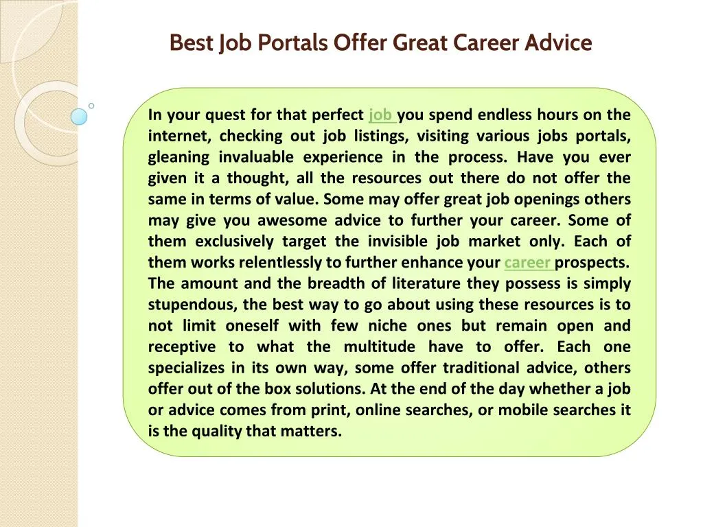best job portals offer great career advice