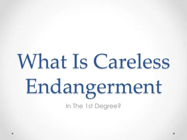 What Determines Reckless Endangerment In The First Degree?