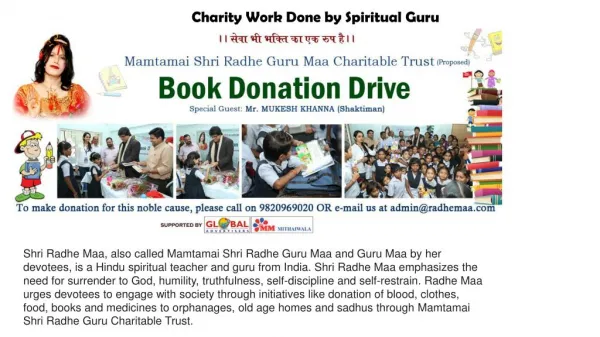 Charity Work Done by Spiritual Guru