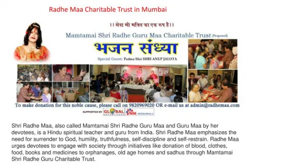 Radhe Maa Charitable Trust in mumbai