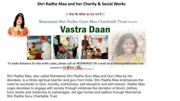 Shri Radhe Maa and her Charity & Social Works