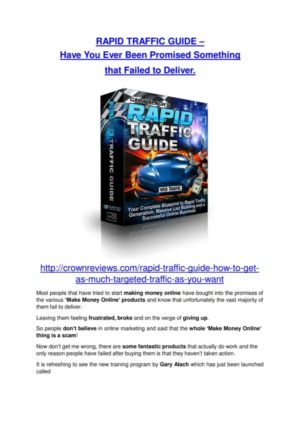 Rapid Traffic Guide software ultimate review and $12000 BONUSES