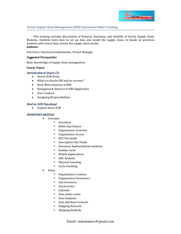 Oracle Apps SCM Online Training