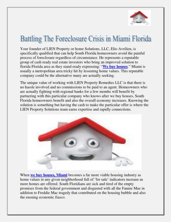 Battling The Foreclosure Crisis in Miami Florida