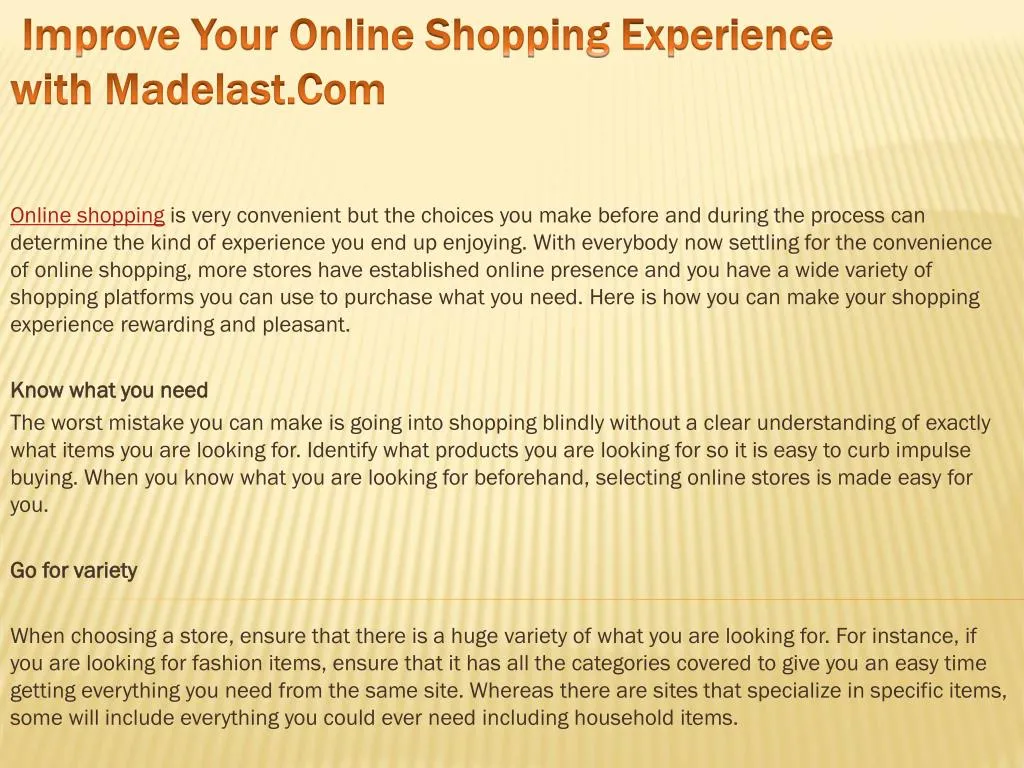 improve your online shopping experience with madelast com