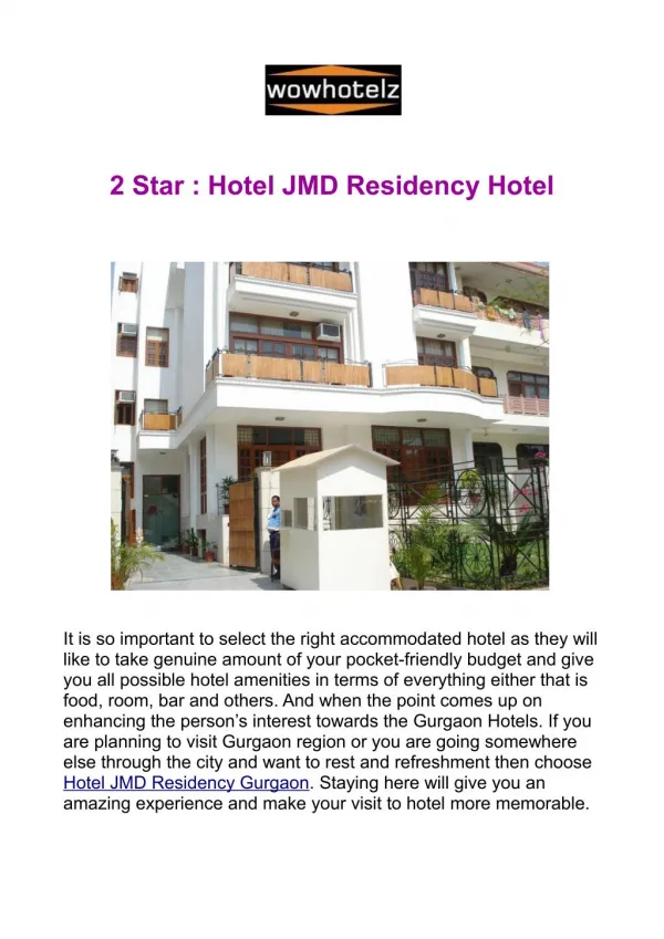 Hotel JMD Residency Gurgaon