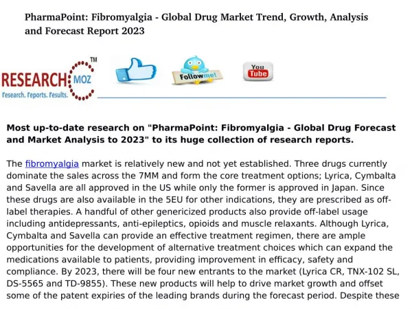 PharmaPoint: Fibromyalgia - Global Drug Forecast and Market Analysis to 2023