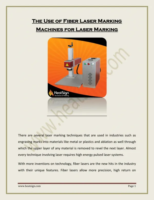 The Use of Fiber Laser Marking Machines for Laser Marking