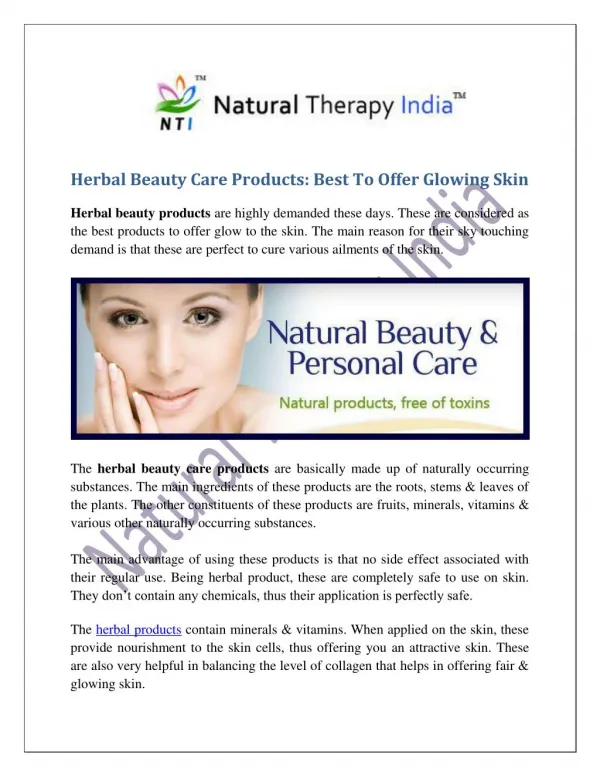 Herbal Beauty Care Products Manufacturers Suppliers in India