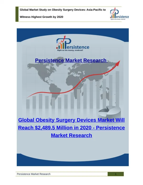 Global Obesity Surgery Devices Market - Asia-Pacific to Witness Highest Growth by 2020