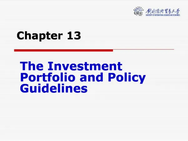 The Investment Portfolio and Policy Guidelines