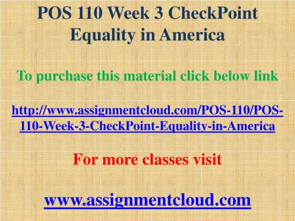 POS 110 Week 3 Assignment Civil Liberties and Civil Rights