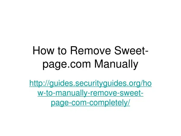 How to Manually Remove Sweet-page.com Completely