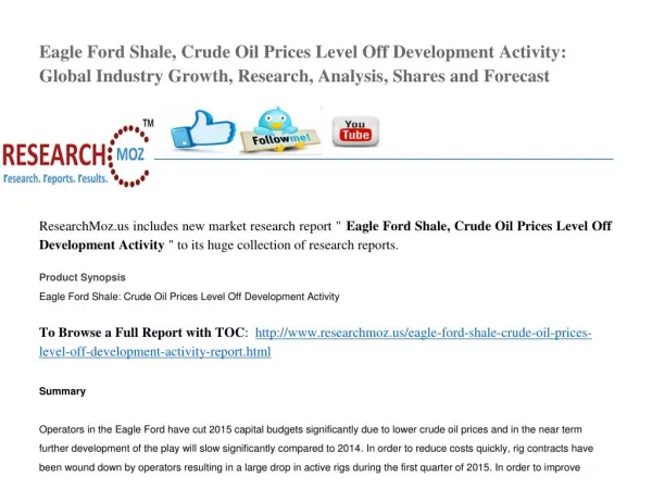 Eagle Ford Shale: Crude Oil Prices Level Off Development Activity