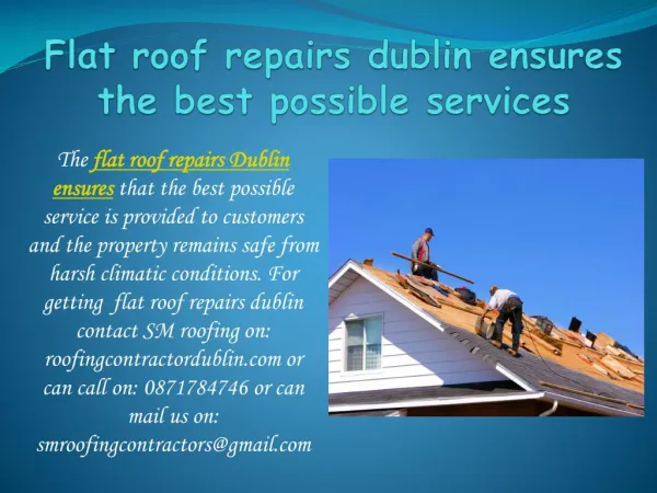 Flat roof repairs dublin ensures the best possible services