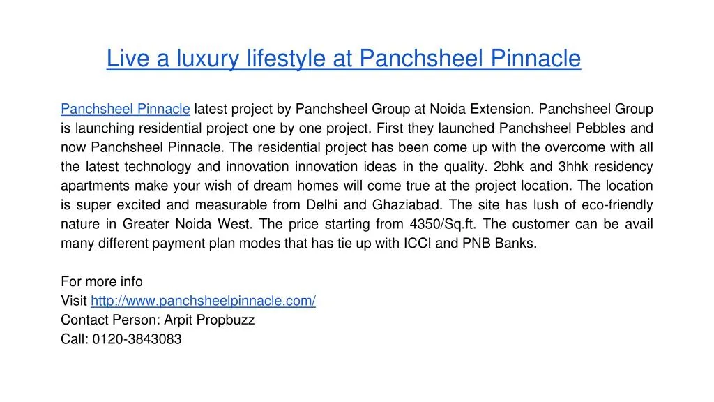 live a luxury lifestyle at panchsheel pinnacle