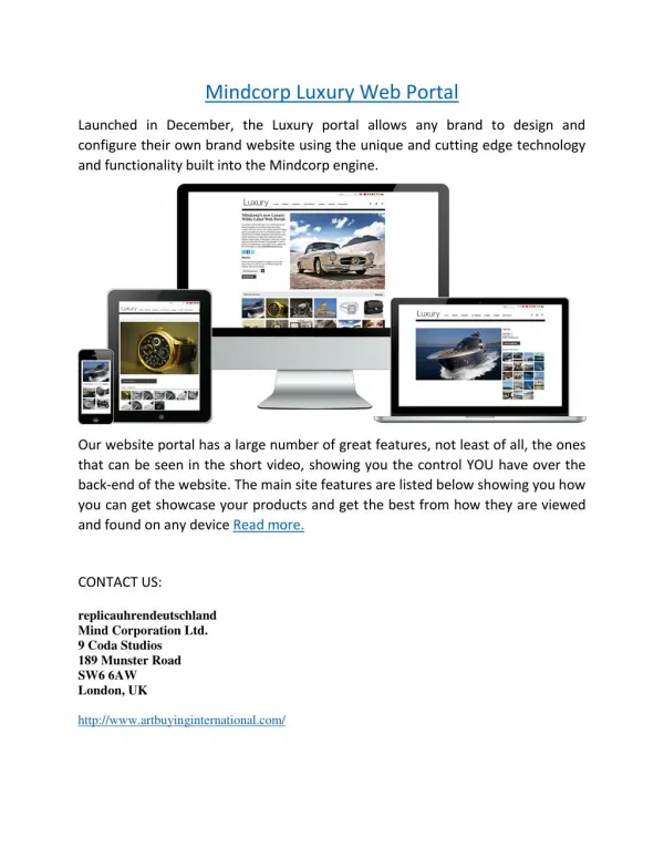 Mindcorp Luxury Web Portal - Luxury White Label Web Portal