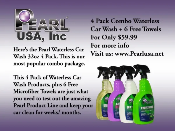 Pearl Waterless Car Wash Product USA-with 4 Pack Combo Waterless Car Wash