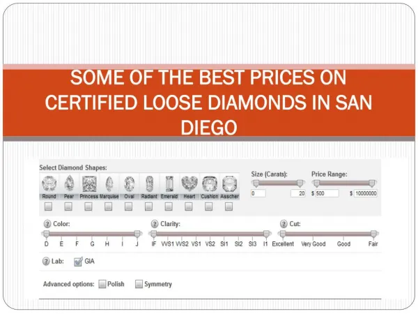 SOME OF THE BEST PRICES ON CERTIFIED LOOSE DIAMONDS IN SAN DIEGO