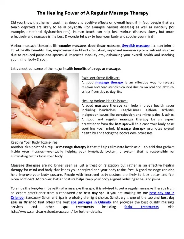 The Healing Power of A Regular Massage Therapy