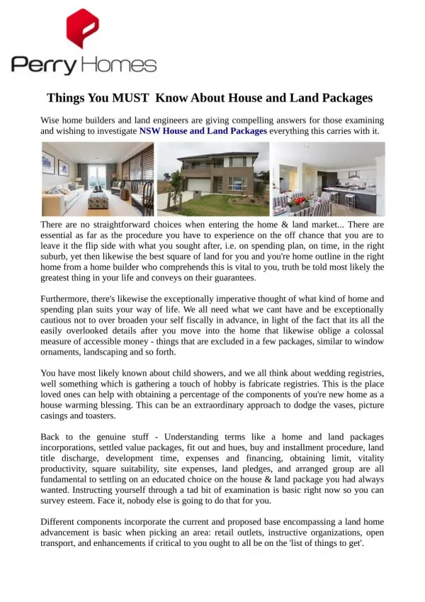 Things You MUST Know About House and Land Packages