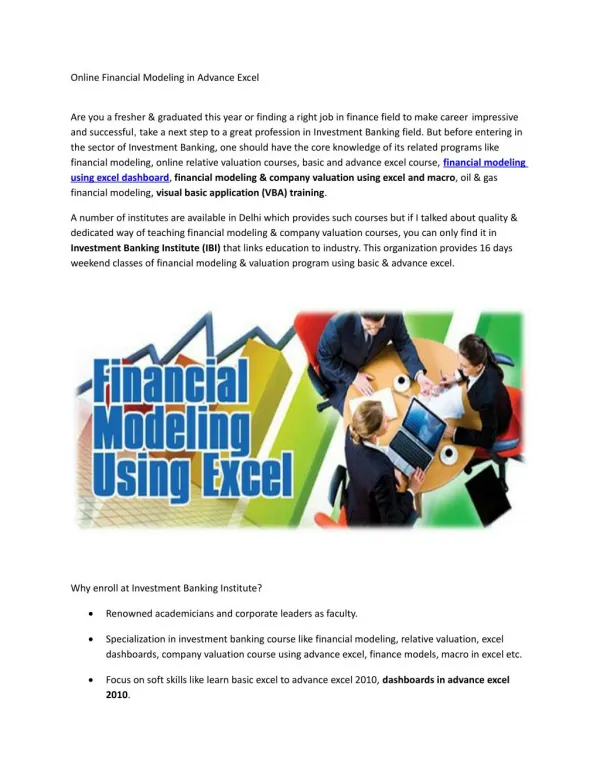 Online Financial Modeling Training