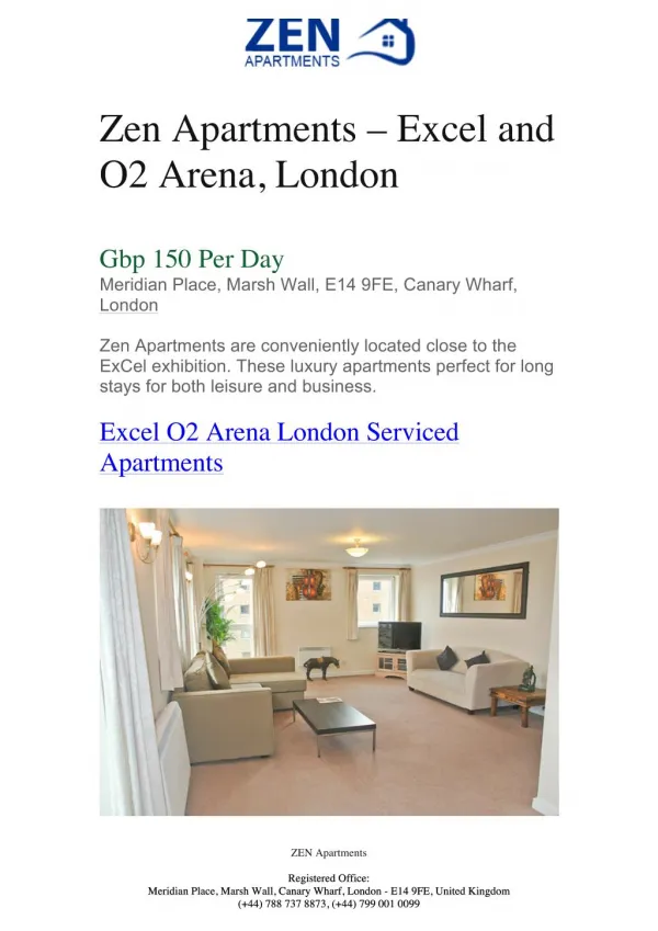Zen Apartments - Excel and O2 Arena, London | Zen Apartments