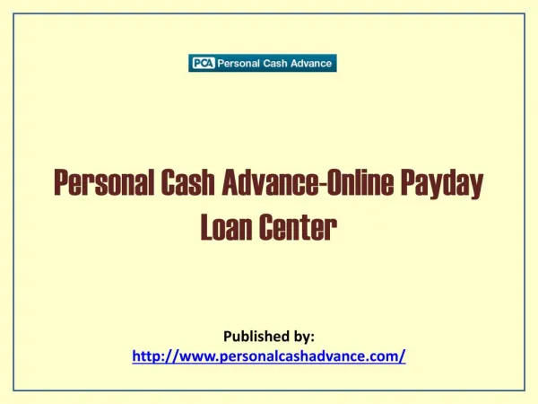 Personal Cash Advance-Online Payday Loan Center