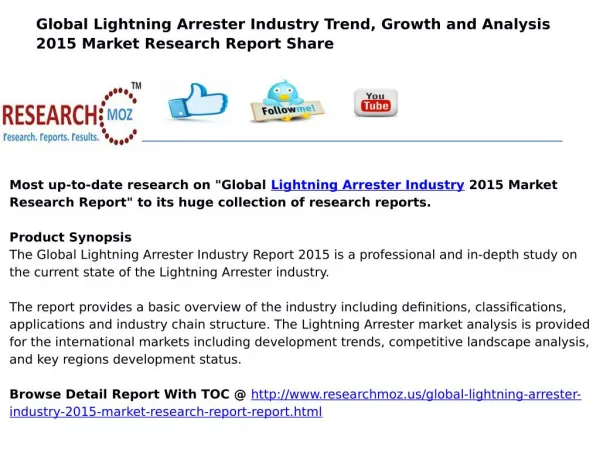 Global Lightning Arrester Industry 2015 Market Research Report