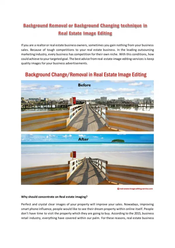 Background Removal or Background Changing technique in Real Estate Image Editing