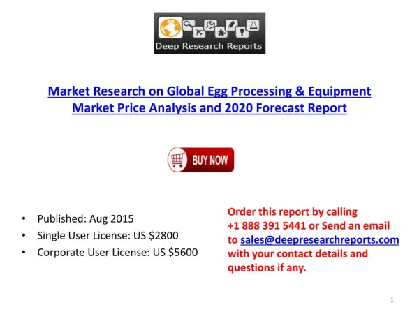 2020 Global Egg Processing & Equipment Market Opportunities Research