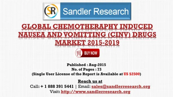 Global Research on Chemotheraphy Induced Nausea and Vomitting (CINV) Drugs Market to 2019: Analysis and Forecasts Report