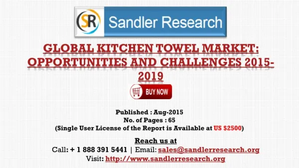 World Kitchen Towel Market to Grow at 6% CAGR to 2019 Says a New Research Report