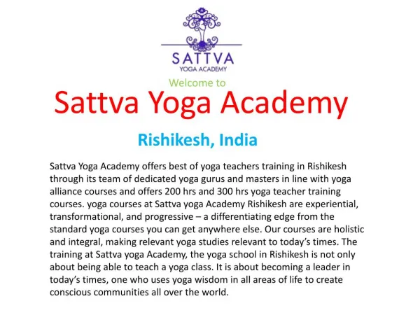 Yoga Teachers Training in Rishikesh