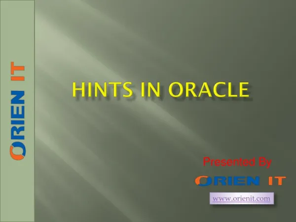 Orien IT - The best Oracle and Hadoop institute in Hyderabad