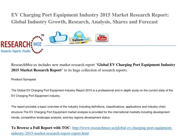 Global EV Charging Port Equipment Industry 2015 Market Research Report