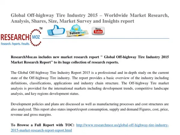 Global Off-highway Tire Industry 2015 Market Research Report